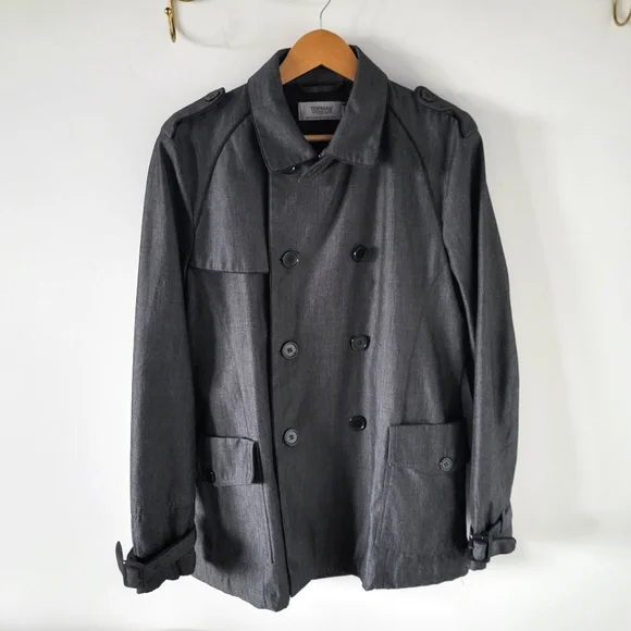 Men's Medium Grey Botton Up Topman Overcoat - Picture 1 of 6